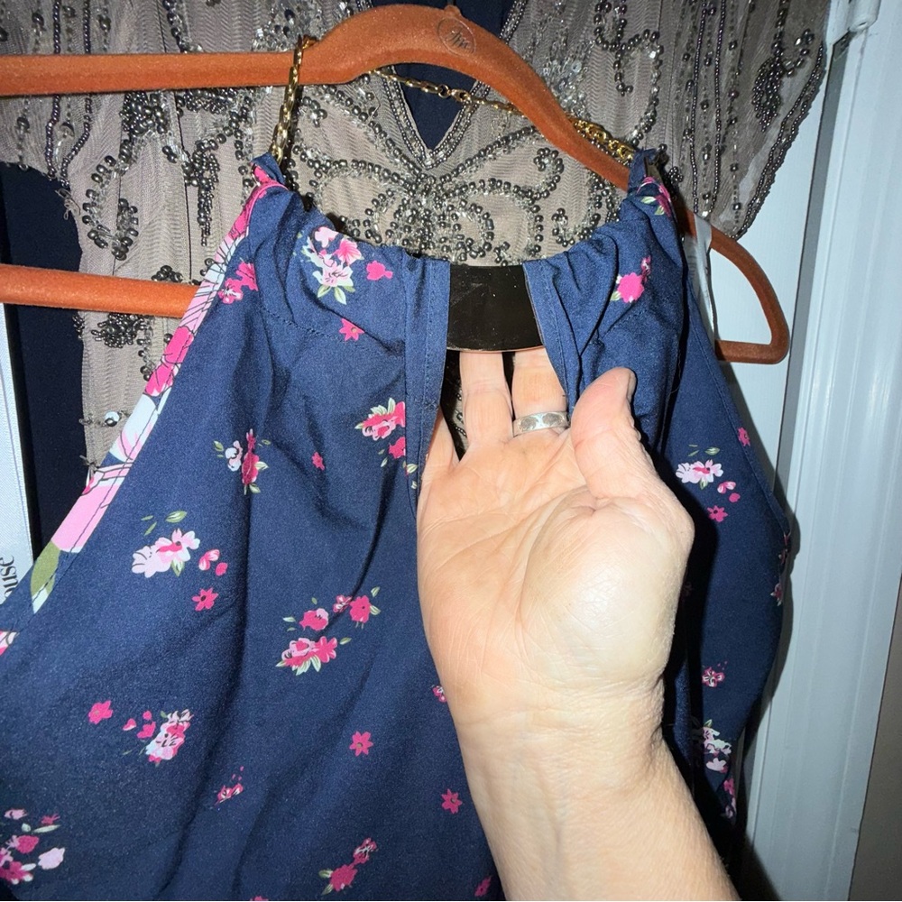 JJs House Navy and Pink Floral Midi Dress - Picture 6 of 10